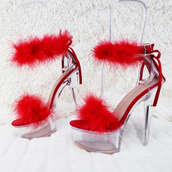 Marabou Feather Platform Shoes Sandals - Picture 12 of 15